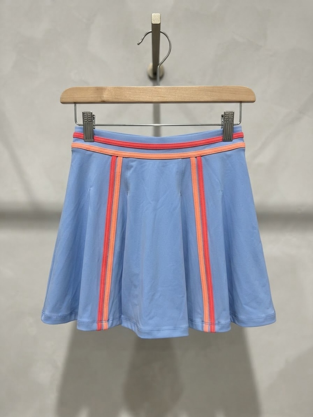 Powder Blue Skater Mini with Coral & Pink Stripe Detailing